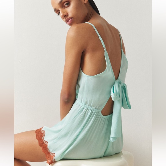 Urban Outfitters Silky Lace Trimmed Romper - Picture 3 of 3